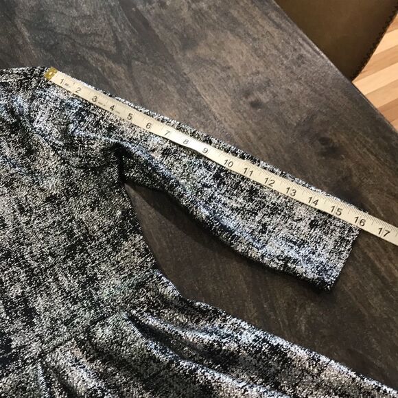 One Clothing, Silver, and Black Long-sleeve Dip Backed Dress, Medium. - Picture 12 of 12